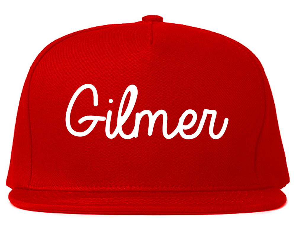 Gilmer Texas TX Script Mens Snapback Hat Red