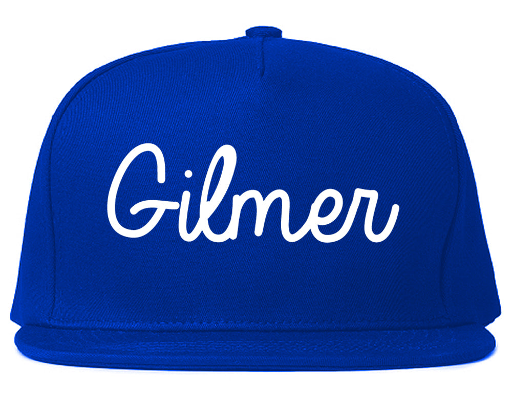 Gilmer Texas TX Script Mens Snapback Hat Royal Blue