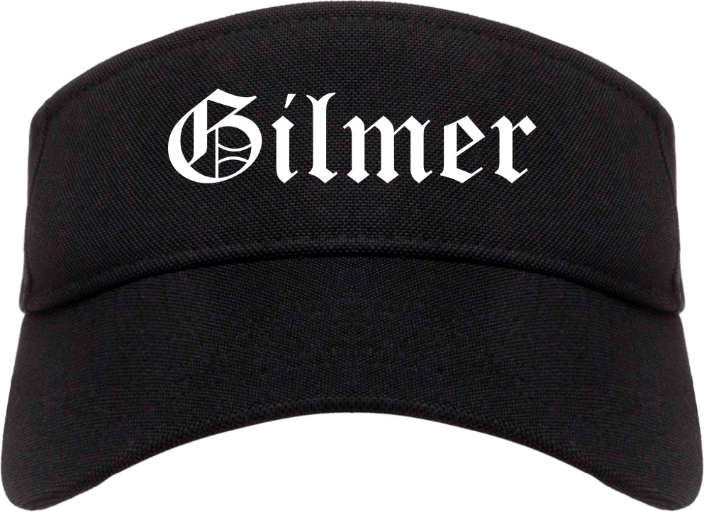 Gilmer Texas TX Old English Mens Visor Cap Hat Black
