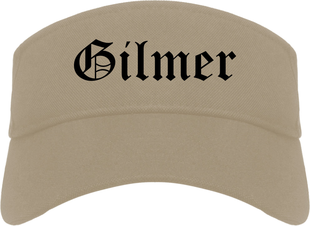 Gilmer Texas TX Old English Mens Visor Cap Hat Khaki