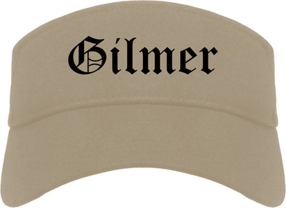 Gilmer Texas TX Old English Mens Visor Cap Hat Khaki
