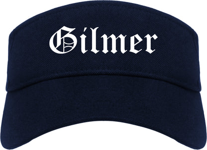 Gilmer Texas TX Old English Mens Visor Cap Hat Navy Blue