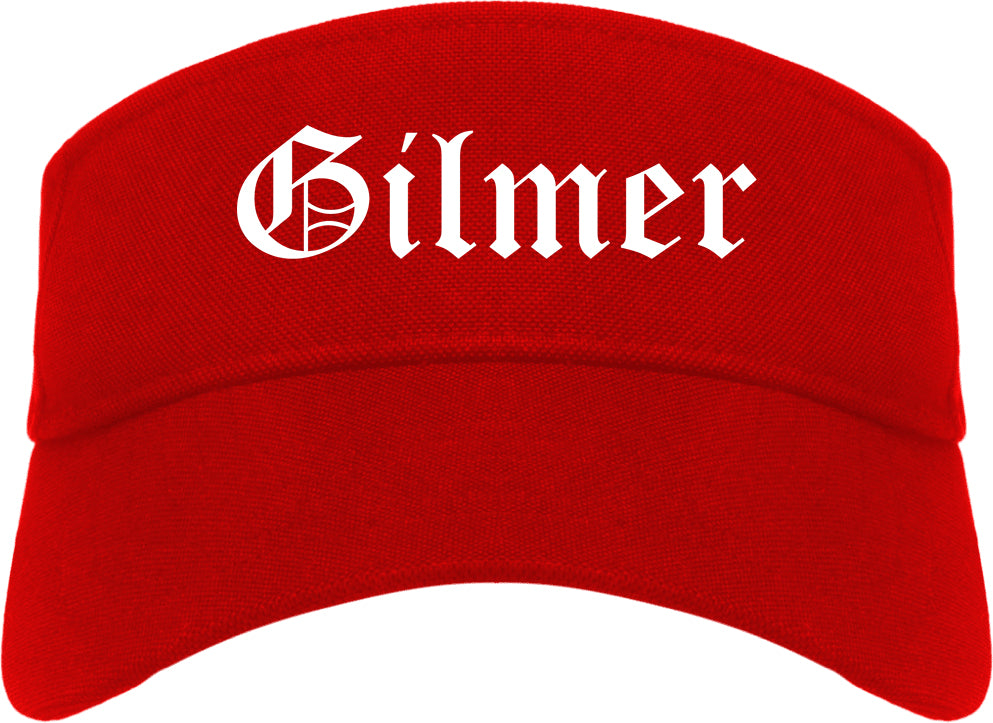 Gilmer Texas TX Old English Mens Visor Cap Hat Red