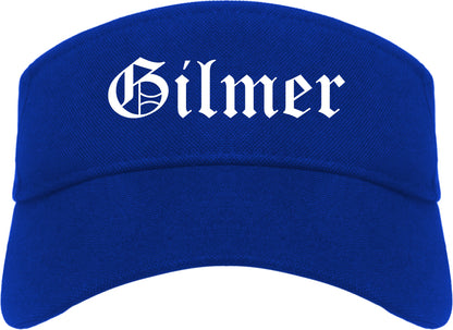 Gilmer Texas TX Old English Mens Visor Cap Hat Royal Blue