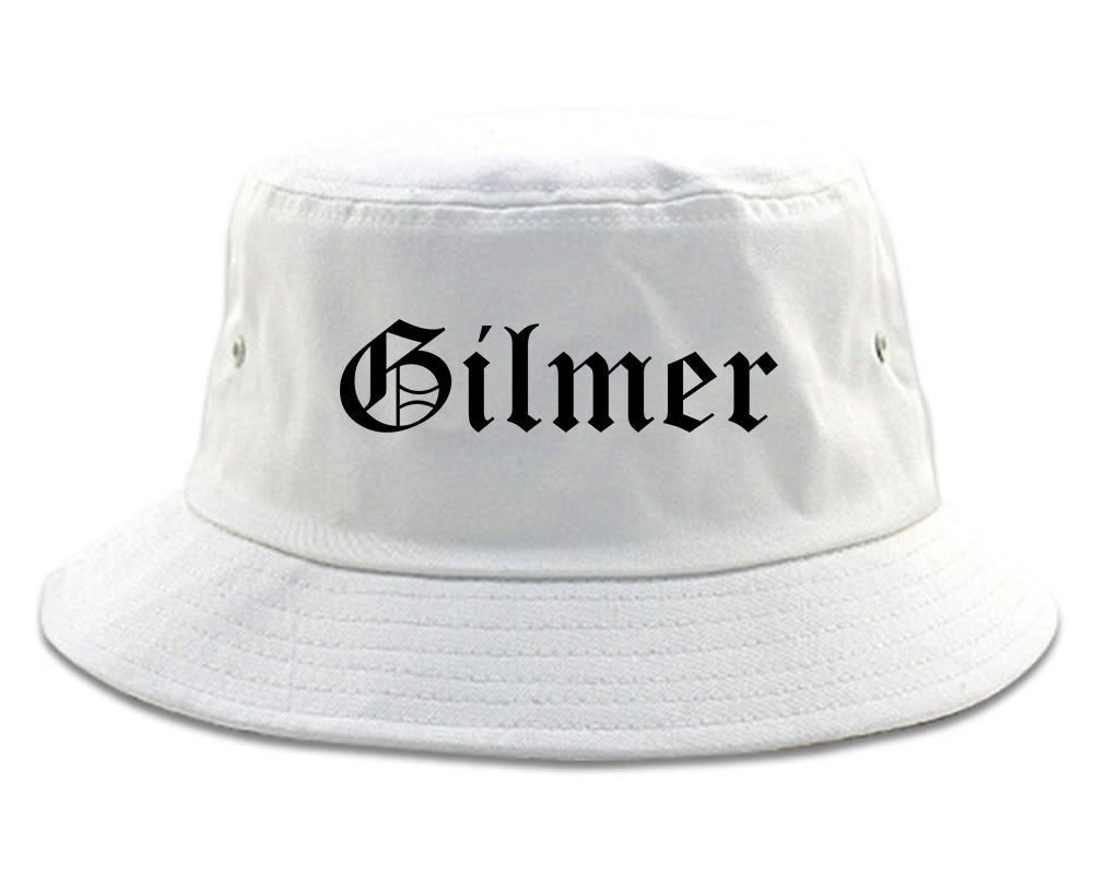 Gilmer Texas TX Old English Mens Bucket Hat White