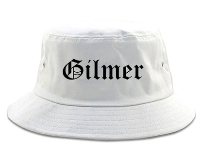 Gilmer Texas TX Old English Mens Bucket Hat White