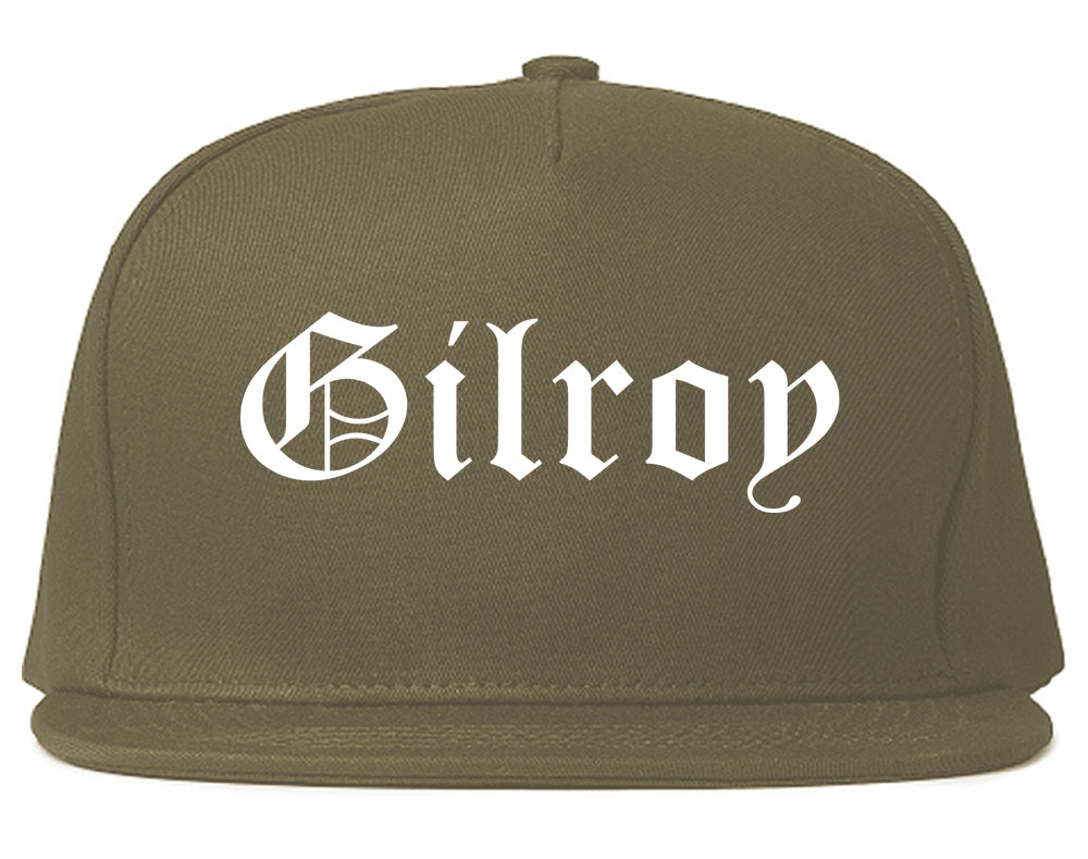 Gilroy California CA Old English Mens Snapback Hat Grey