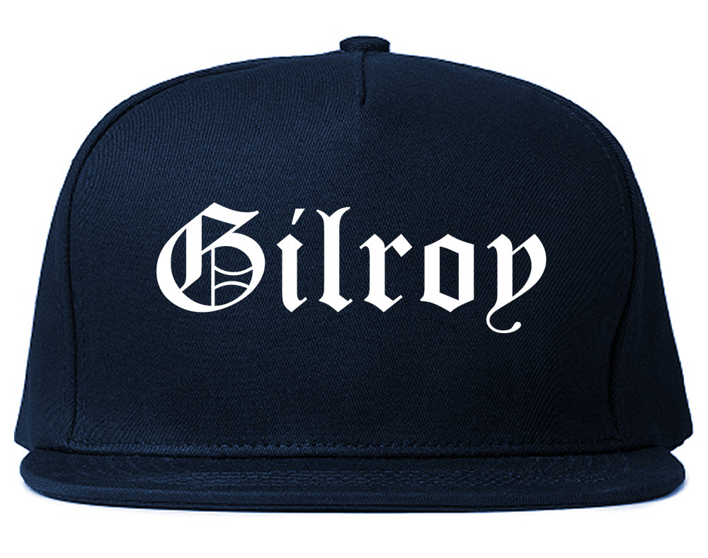 Gilroy California CA Old English Mens Snapback Hat Navy Blue