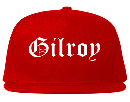Gilroy California CA Old English Mens Snapback Hat Red