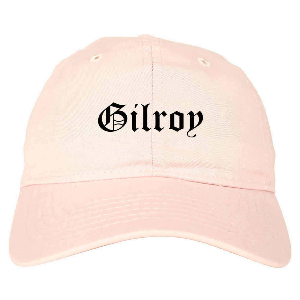 Gilroy California CA Old English Mens Dad Hat Baseball Cap Pink