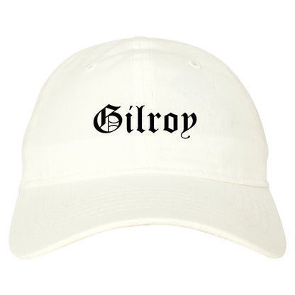 Gilroy California CA Old English Mens Dad Hat Baseball Cap White