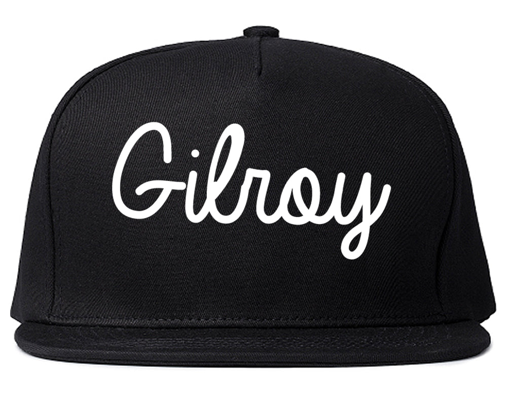 Gilroy California CA Script Mens Snapback Hat Black