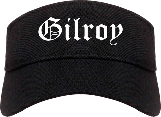 Gilroy California CA Old English Mens Visor Cap Hat Black