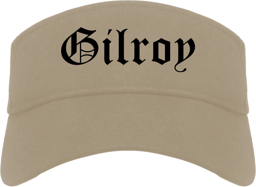 Gilroy California CA Old English Mens Visor Cap Hat Khaki