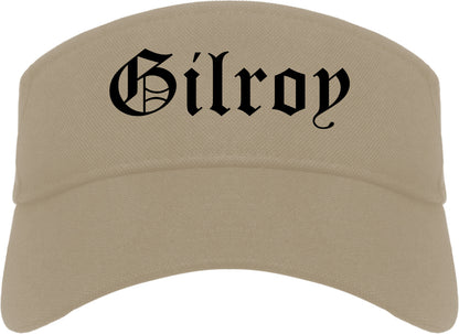 Gilroy California CA Old English Mens Visor Cap Hat Khaki