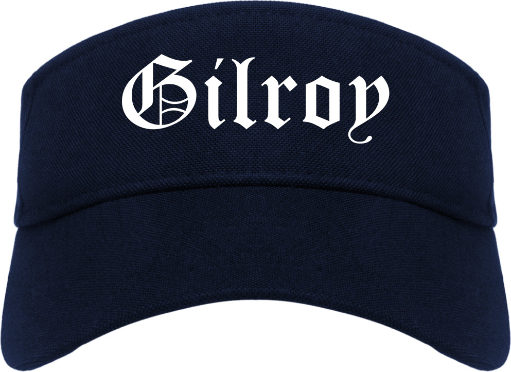 Gilroy California CA Old English Mens Visor Cap Hat Navy Blue
