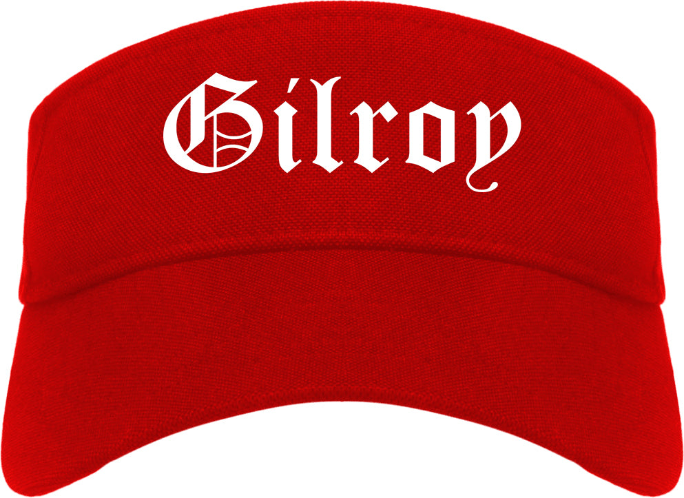 Gilroy California CA Old English Mens Visor Cap Hat Red