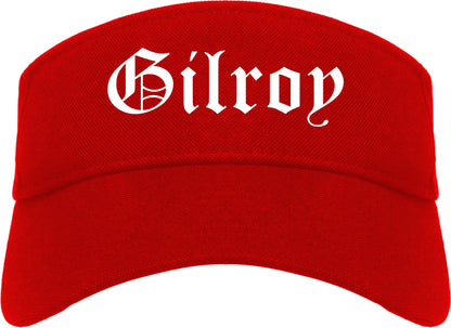 Gilroy California CA Old English Mens Visor Cap Hat Red
