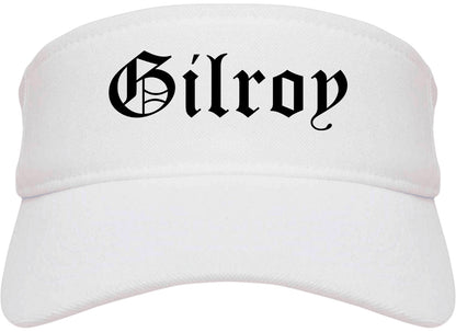 Gilroy California CA Old English Mens Visor Cap Hat White