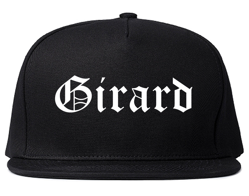 Girard Ohio OH Old English Mens Snapback Hat Black