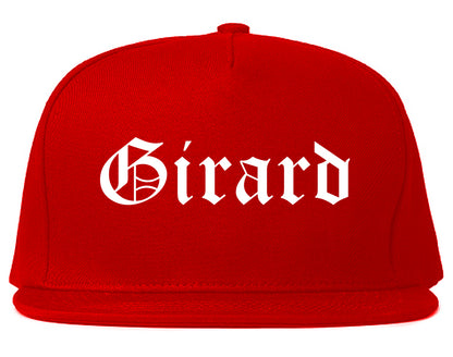 Girard Ohio OH Old English Mens Snapback Hat Red