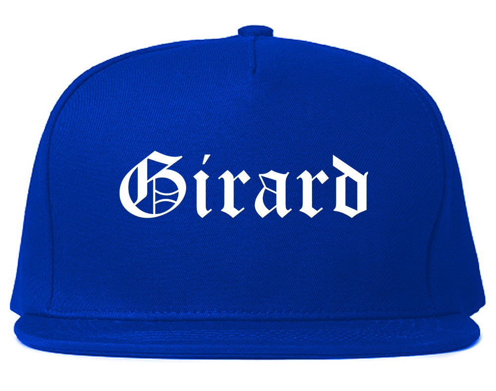Girard Ohio OH Old English Mens Snapback Hat Royal Blue