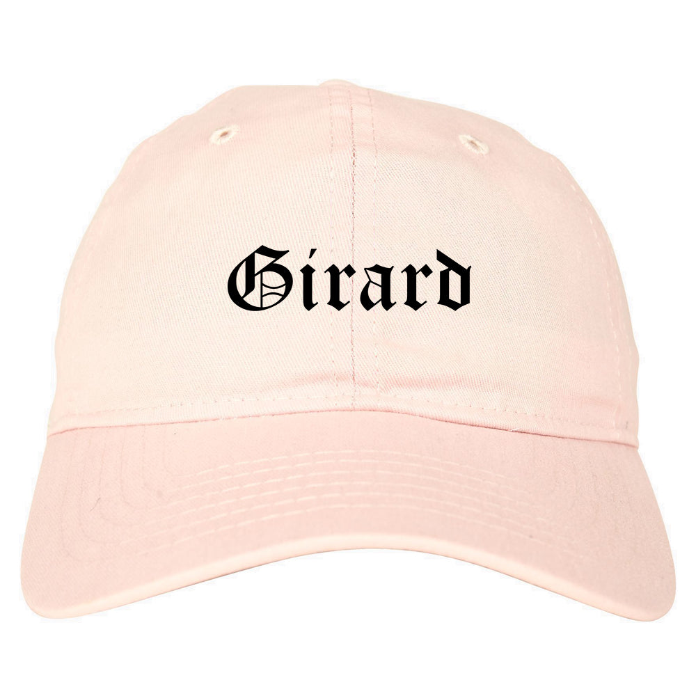 Girard Ohio OH Old English Mens Dad Hat Baseball Cap Pink