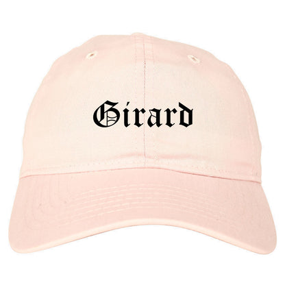 Girard Ohio OH Old English Mens Dad Hat Baseball Cap Pink