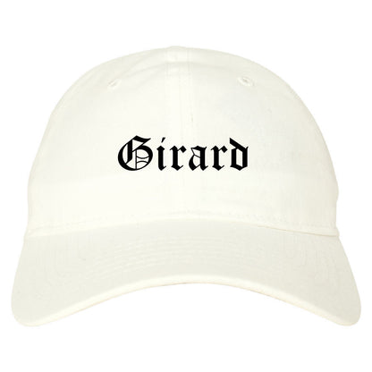 Girard Ohio OH Old English Mens Dad Hat Baseball Cap White