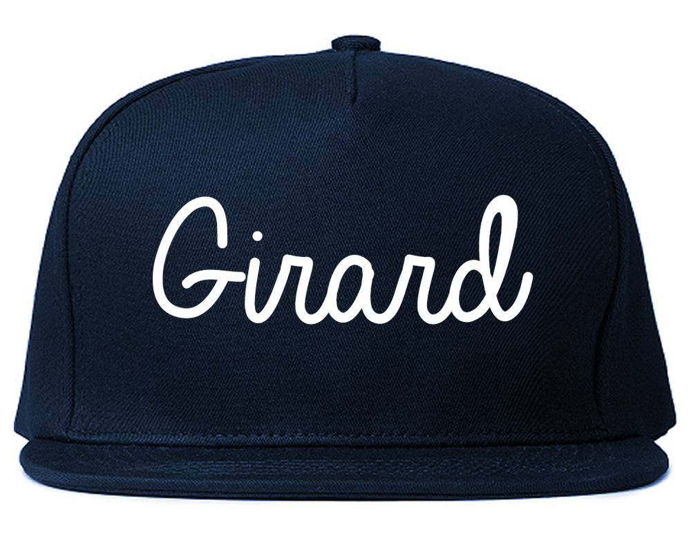 Girard Ohio OH Script Mens Snapback Hat Navy Blue