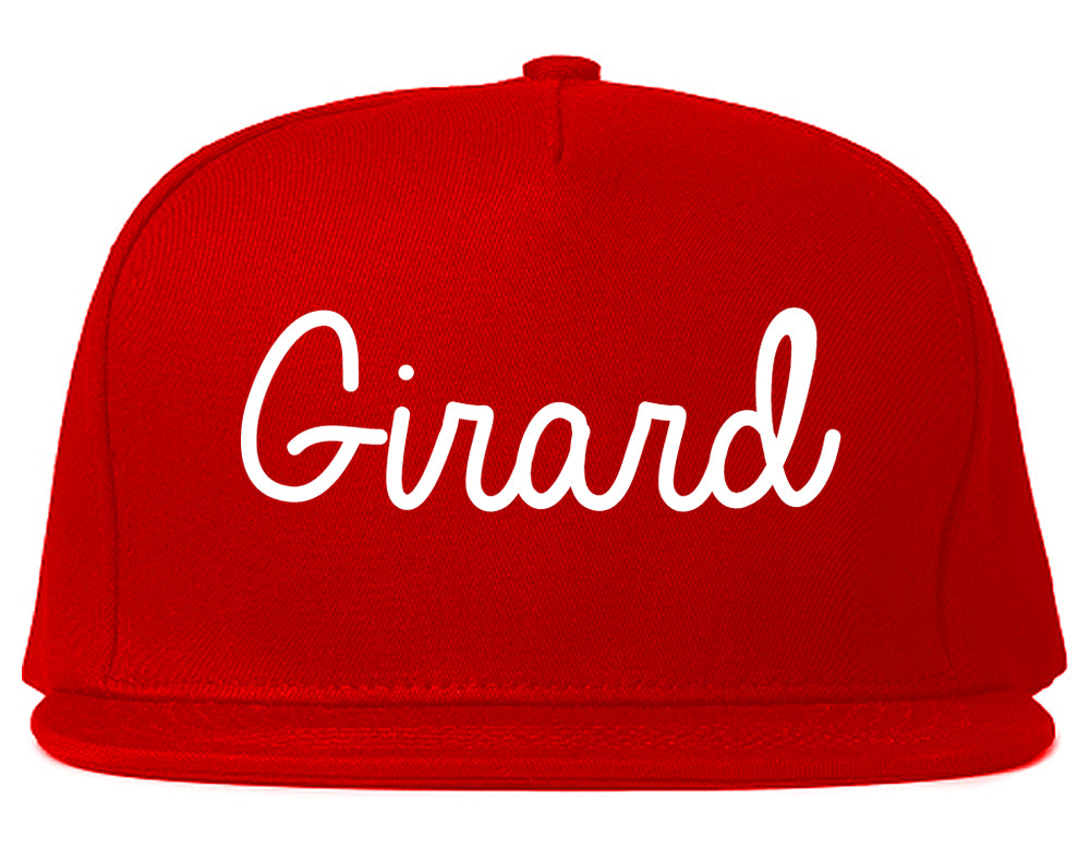 Girard Ohio OH Script Mens Snapback Hat Red