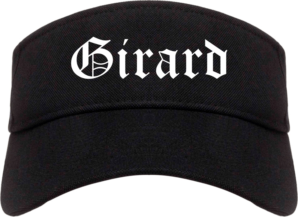 Girard Ohio OH Old English Mens Visor Cap Hat Black
