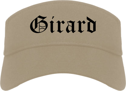 Girard Ohio OH Old English Mens Visor Cap Hat Khaki