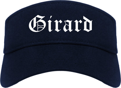 Girard Ohio OH Old English Mens Visor Cap Hat Navy Blue