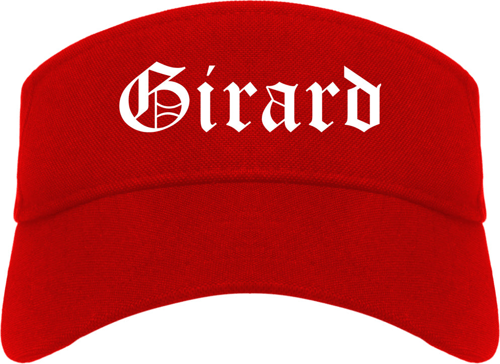 Girard Ohio OH Old English Mens Visor Cap Hat Red