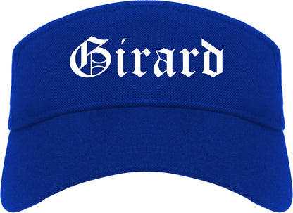 Girard Ohio OH Old English Mens Visor Cap Hat Royal Blue
