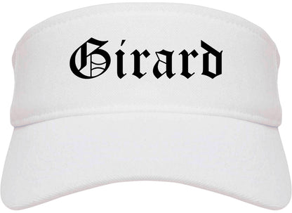 Girard Ohio OH Old English Mens Visor Cap Hat White