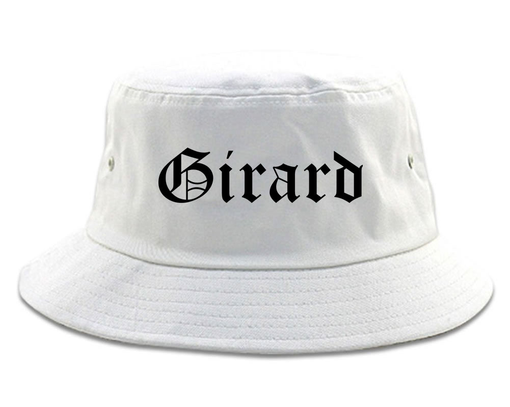 Girard Ohio OH Old English Mens Bucket Hat White