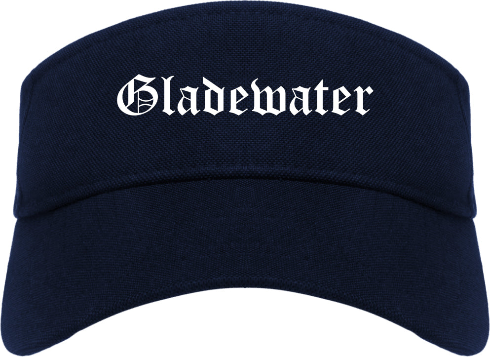 Gladewater Texas TX Old English Mens Visor Cap Hat Navy Blue