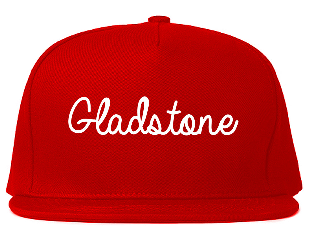 Gladstone Michigan MI Script Mens Snapback Hat Red