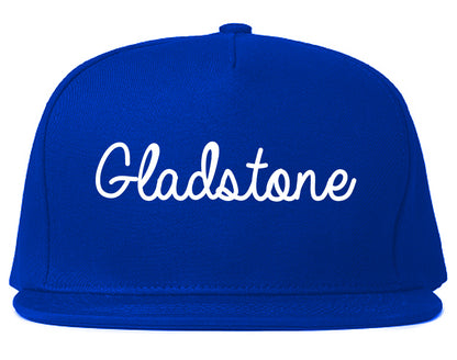 Gladstone Michigan MI Script Mens Snapback Hat Royal Blue