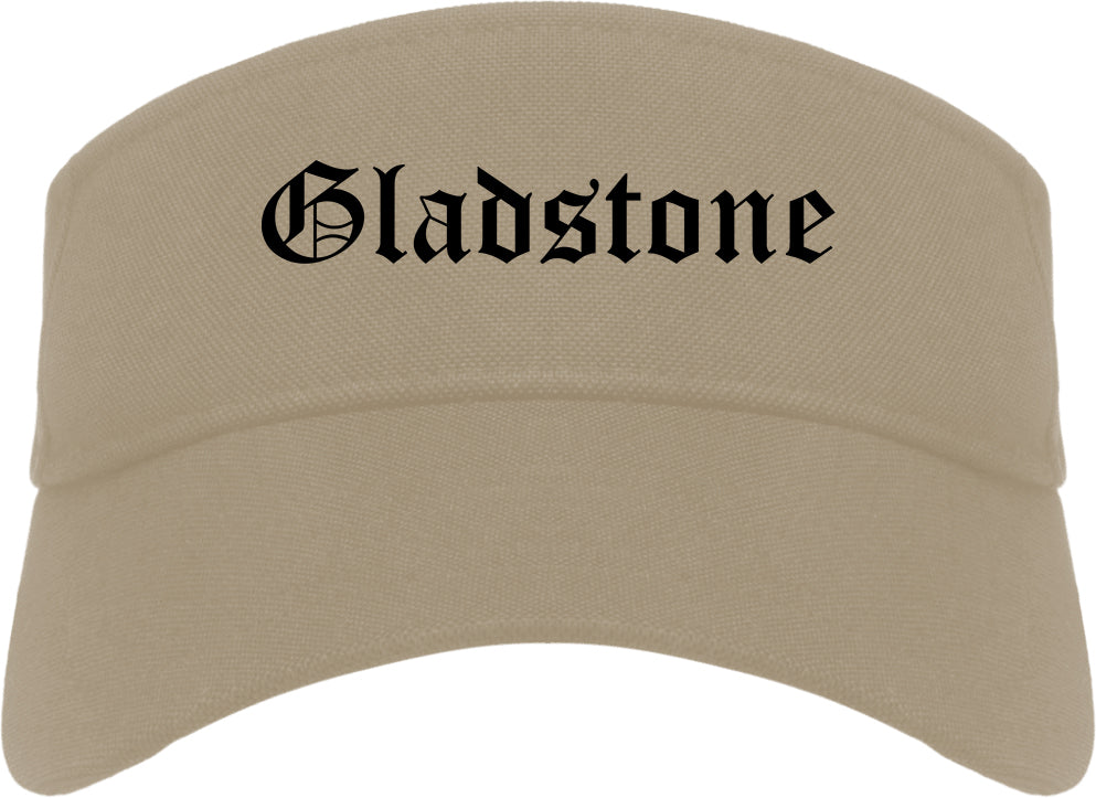 Gladstone Michigan MI Old English Mens Visor Cap Hat Khaki