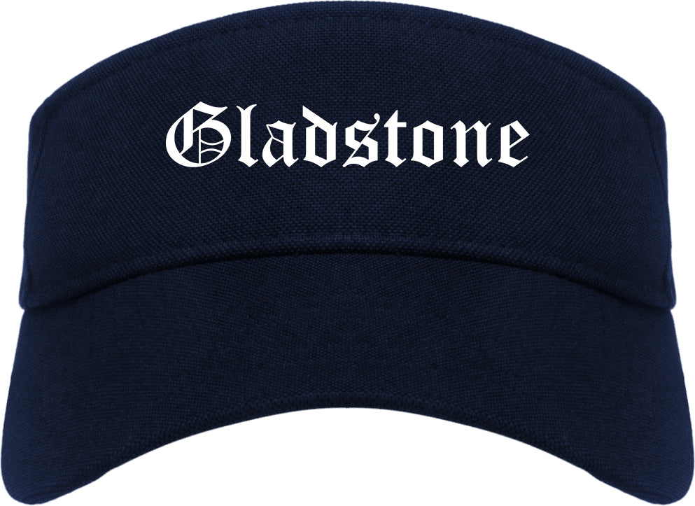 Gladstone Michigan MI Old English Mens Visor Cap Hat Navy Blue