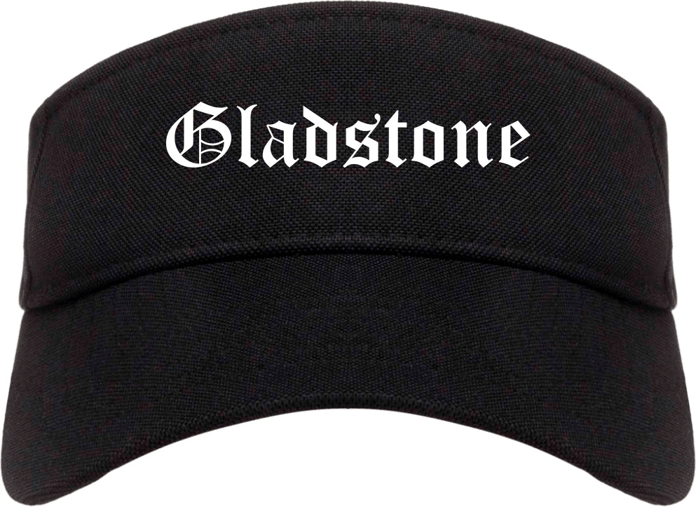 Gladstone Missouri MO Old English Mens Visor Cap Hat Black