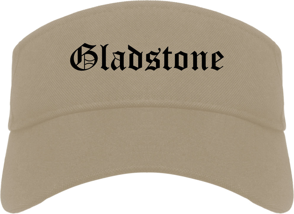 Gladstone Missouri MO Old English Mens Visor Cap Hat Khaki