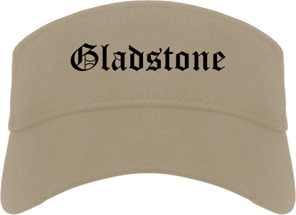 Gladstone Missouri MO Old English Mens Visor Cap Hat Khaki