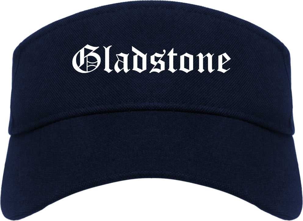 Gladstone Missouri MO Old English Mens Visor Cap Hat Navy Blue