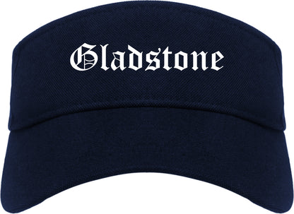 Gladstone Missouri MO Old English Mens Visor Cap Hat Navy Blue