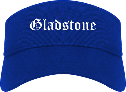 Gladstone Missouri MO Old English Mens Visor Cap Hat Royal Blue