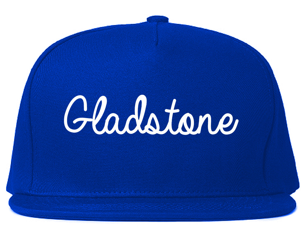 Gladstone Oregon OR Script Mens Snapback Hat Royal Blue